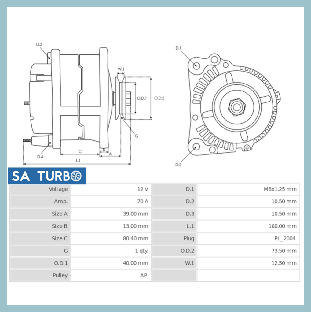 Nissan Hardbody 2.4 - ALT3028 Alternator
