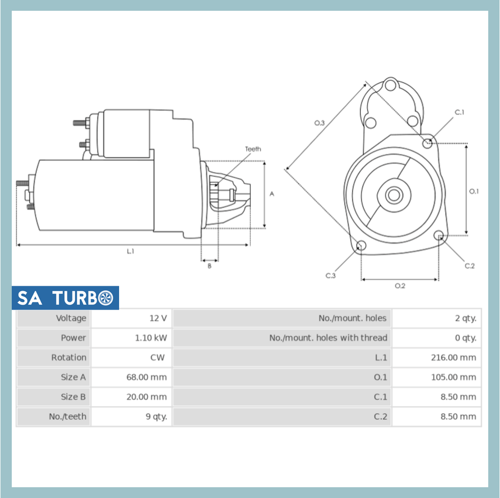 Opel Corsa 1.6 - STR1087 Starter Motor
