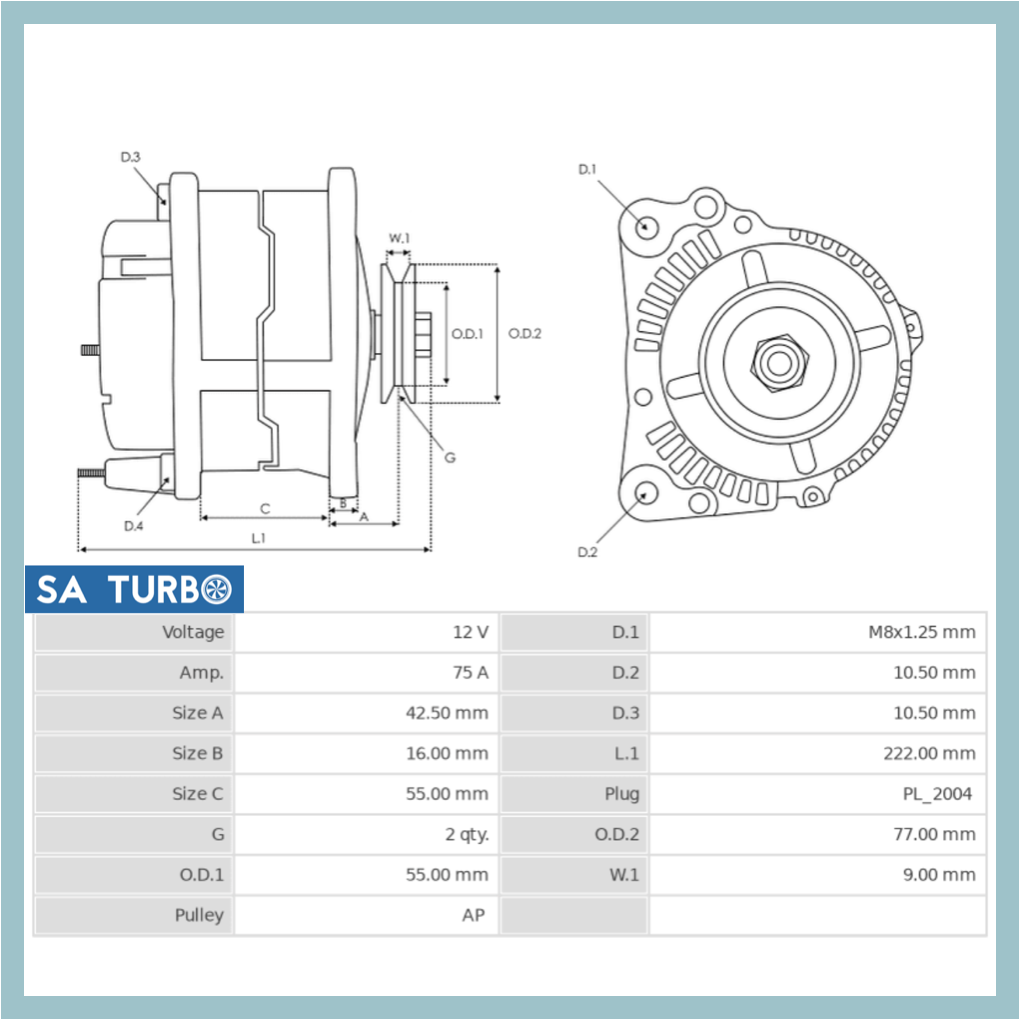 Hyundai H100 - ALT8716A Alternator